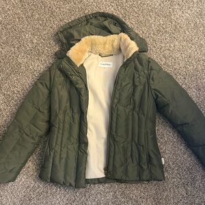 Calvin Klein Women's Forest Green / Olive Green Puffer Coat